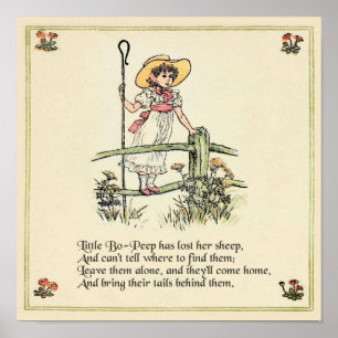 Póster Little Bo-Peep: Clássico de Kate Greenaway Nursery