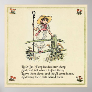 Póster Little Bo-Peep: Clássico de Kate Greenaway Nursery