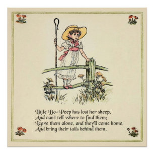 Póster Little Bo-Peep: Clássico de Kate Greenaway Nursery