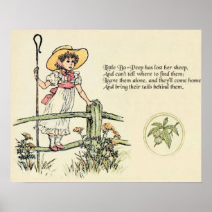 Póster Little Bo-Peep: Clássico de Kate Greenaway Nursery