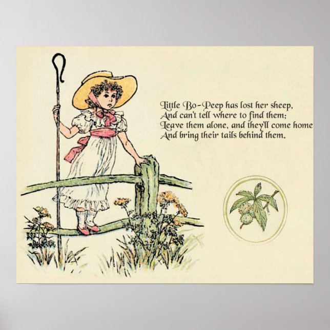 Póster Little Bo-Peep: Clássico de Kate Greenaway Nursery (Frente)