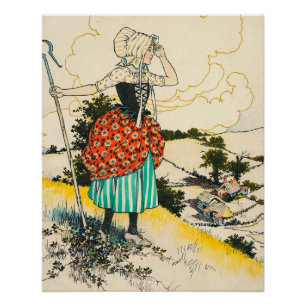 Póster Little Bo Peep - Ilustração Vintage de Pastora