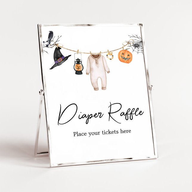 Poster Little Boo Halloween Fralda Raffle (Halloween Baby Clothes Baby Shower Diaper Raffle Sign)