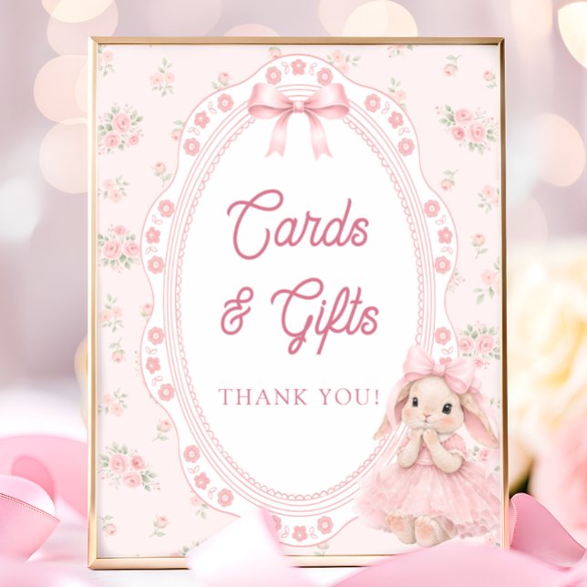 Poster Little Bunny Bow Baby Shower Cards and Gifts (Criador carregado)