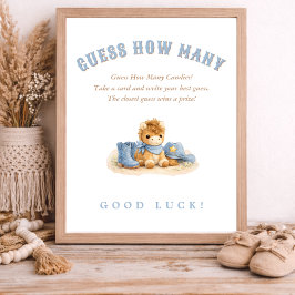 Poster Little Cowboy Baby Shower Game Guess How Many