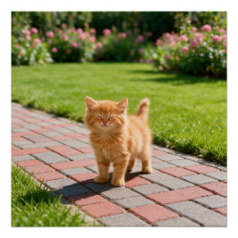 Póster Little cute  orange cat 
