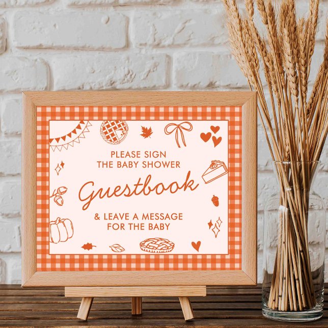 Poster Little Cutie Pie! Fall Baby Shower Guestbook Sign (Criador carregado)