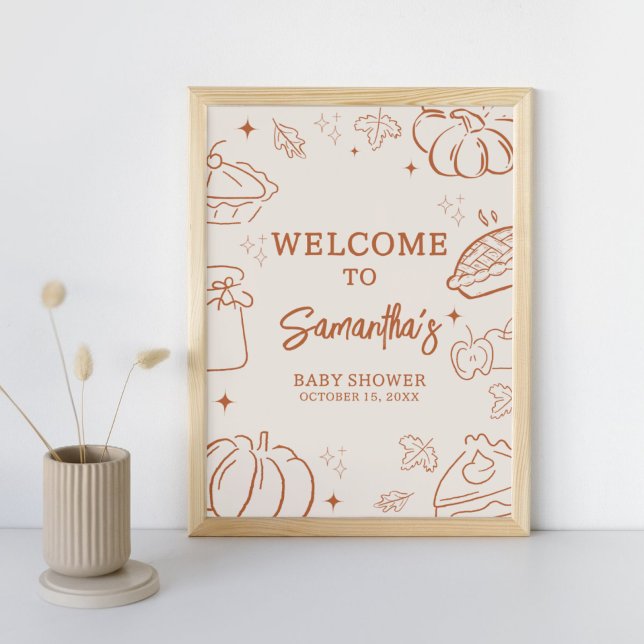 Poster Little Cutie Pie Fall Baby Shower Welcome Sign (Little Cutie Pie Baby Shower Welcome Sign)