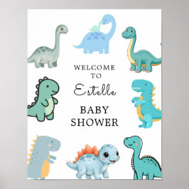 Poster Little Dinosaur Cute Baby Shower