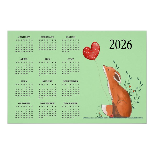 Póster Little Fox Design 2026 Calendar  (Frente)