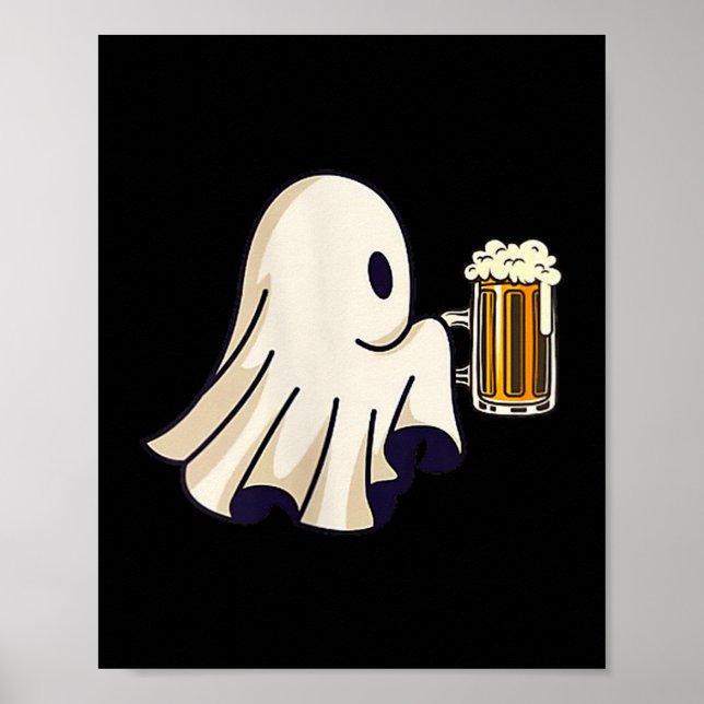 Poster Little Ghost Drinking Beer Funny Halloween Costume (Frente)