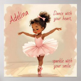 Poster Little Girl Ballerina in Pink Tutu Personalized