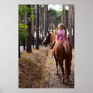 Poster Little Girl Horseback Andando