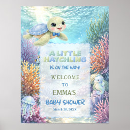 Poster Little Hatchling Sea Turtle Baby Shower Welcome