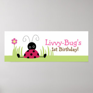 Poster Little Ladybugs Personalized Birthday Banner