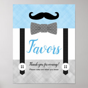 Poster Little man blue gray boy baby shower favors sign