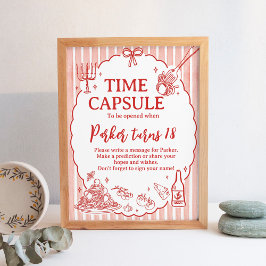 Poster Little Meatball Birthday Time Capsule Sign