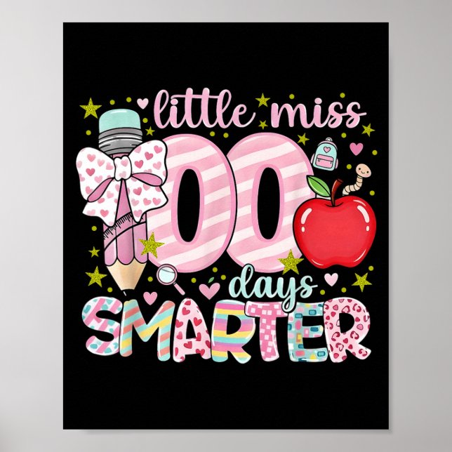 Poster Little Miss 100 Days Smarter Kids Girls 100th Day  (Frente)