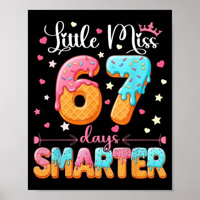 Poster Little Miss 67 Days Smarter Kids Girls 67th Day Of (Frente)