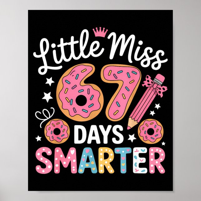 Poster Little Miss 67 Days Smarter Kids Girls 67th Day Of (Frente)
