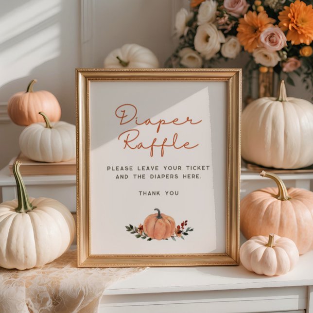 Poster Little Pumpkin Fall Baby Shower Diaper Raffle (Criador carregado)