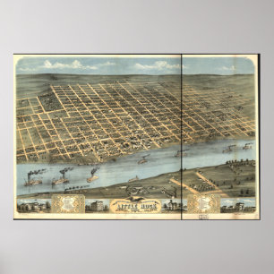 Poster Little Rock Arkansas 1871 mapas panorâmicos
