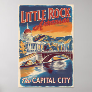 Poster Little Rock Arkansas Painterly Viagem Art Vintage