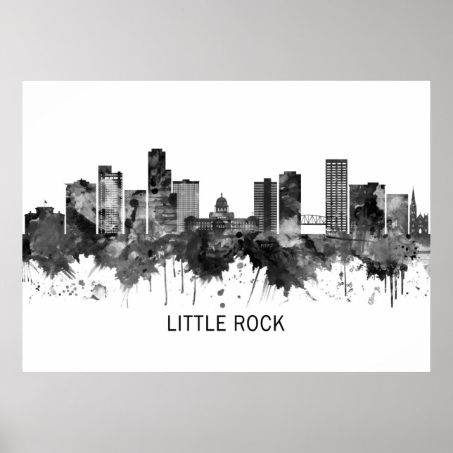 Poster Little Rock Arkansas Skyline BW (Frente)
