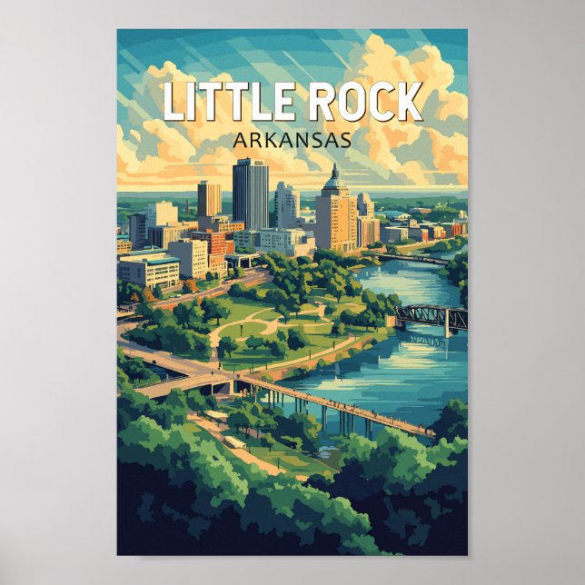 Poster Little Rock Arkansas Viagem Art Vintage (Frente)