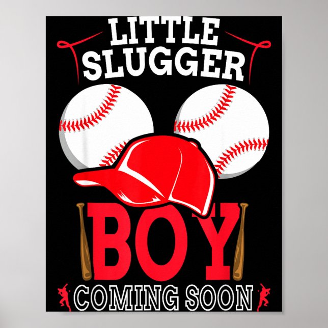 Poster Little Slugger Boy Coming Soon Baby Announcement B (Frente)
