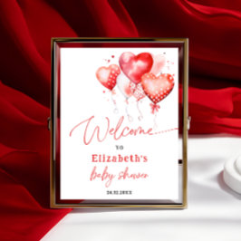 Poster Little Sweetheart Valentine Baby Shower Welcome 