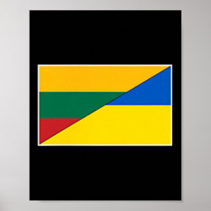 Poster Lituânia Bandeira da Ucrânia Lituano Nação Ucrania