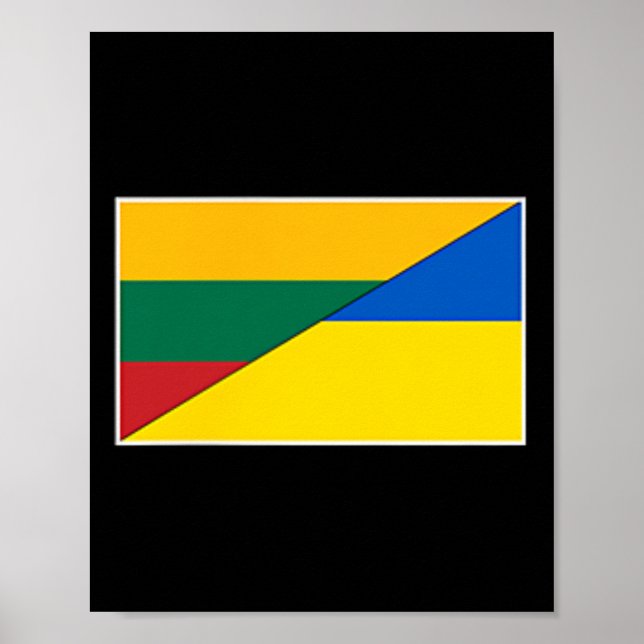 Poster Lituânia Bandeira da Ucrânia Lituano Nação Ucrania (Frente)