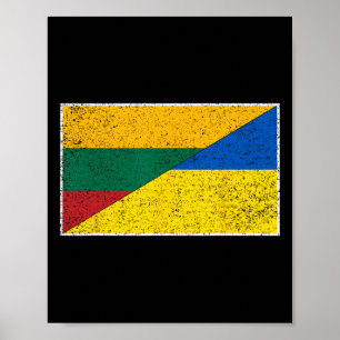 Poster Lituânia Bandeira da Ucrânia Lituano Ucraniano Naç