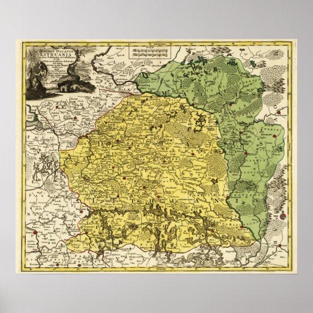 Poster LituâniaMapaPanorâmicoLituânia (Frente)