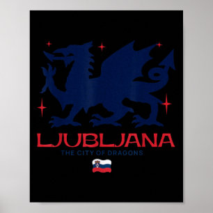 Poster Liubliana Eslovênia Cidade Dos Dragões Patriótico