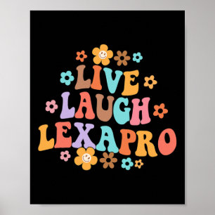 Poster Live Laugh Lexapro Groovy Mental Health Therapist