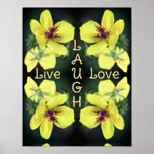Poster Live Laugh Love Wildflower Abstrato Inspiration