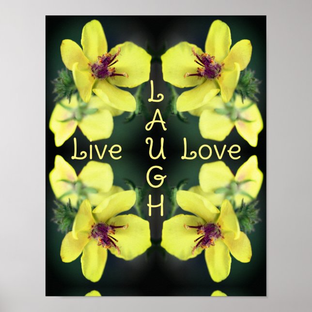 Poster Live Laugh Love Wildflower Abstrato Inspiration (Frente)
