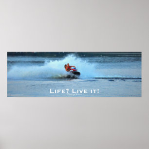 Póster Live Life Motivational Jet-ski Summer Sports Art