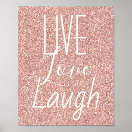 Poster Live Love Laugh Girly Pink Glitter