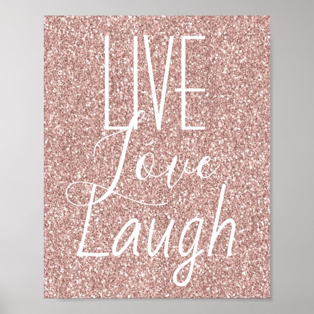 Poster Live Love Laugh Girly Pink Glitter (Frente)