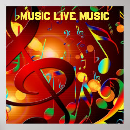 Poster Live Music Slogan Colorida