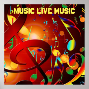 Poster Live Music Slogan Colorida