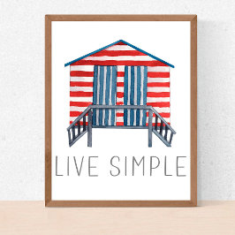 Poster Live Simple Cote Náutico Summer Beach Hut
