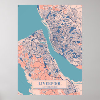Poster Liverpool - Reino Unido Breezy City Map