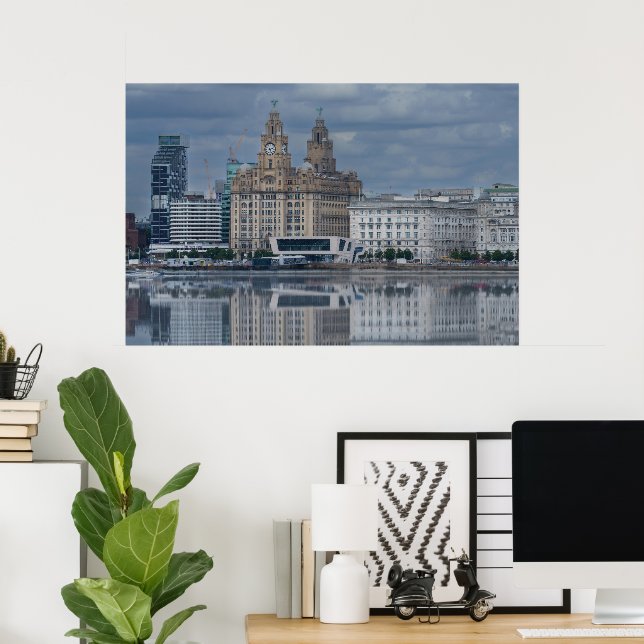 Poster Liverpool Skyline Refletion (Escritório em casa)