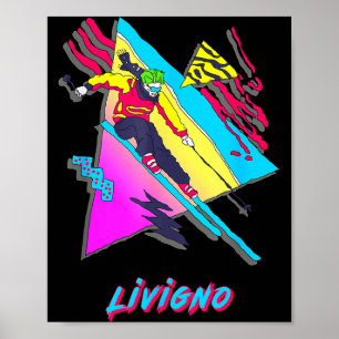 Poster Livigno esquiador de esqui vibrante neve triângulo