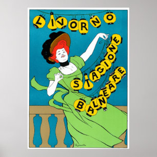 Poster Livorno Stagione Balneare 1901~ Vintage