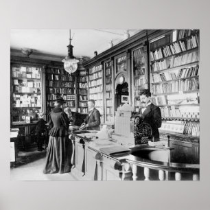 Póster Livraria, 1895. Foto Antiga